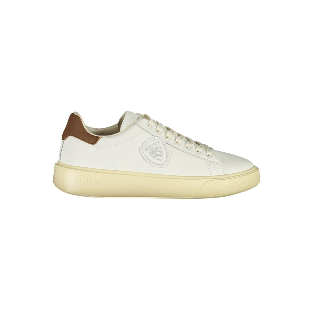 Blauer White Leather Men Sneaker