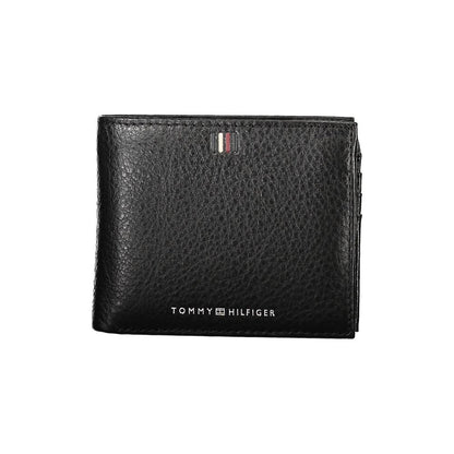 Tommy Hilfiger Sleek Black Leather Wallet with Ample Storage