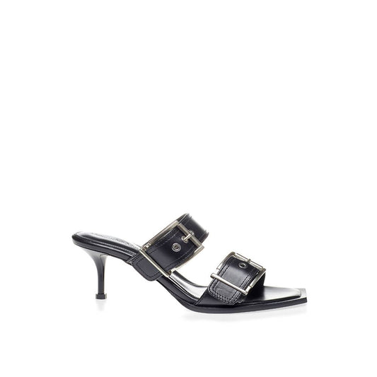 Alexander McQueen Elevate Your Steps in Timeless Black Leather Sandals - EU36/US6