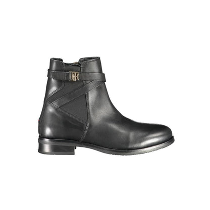 Tommy Hilfiger Black Leather Women Boot - EU36/US6