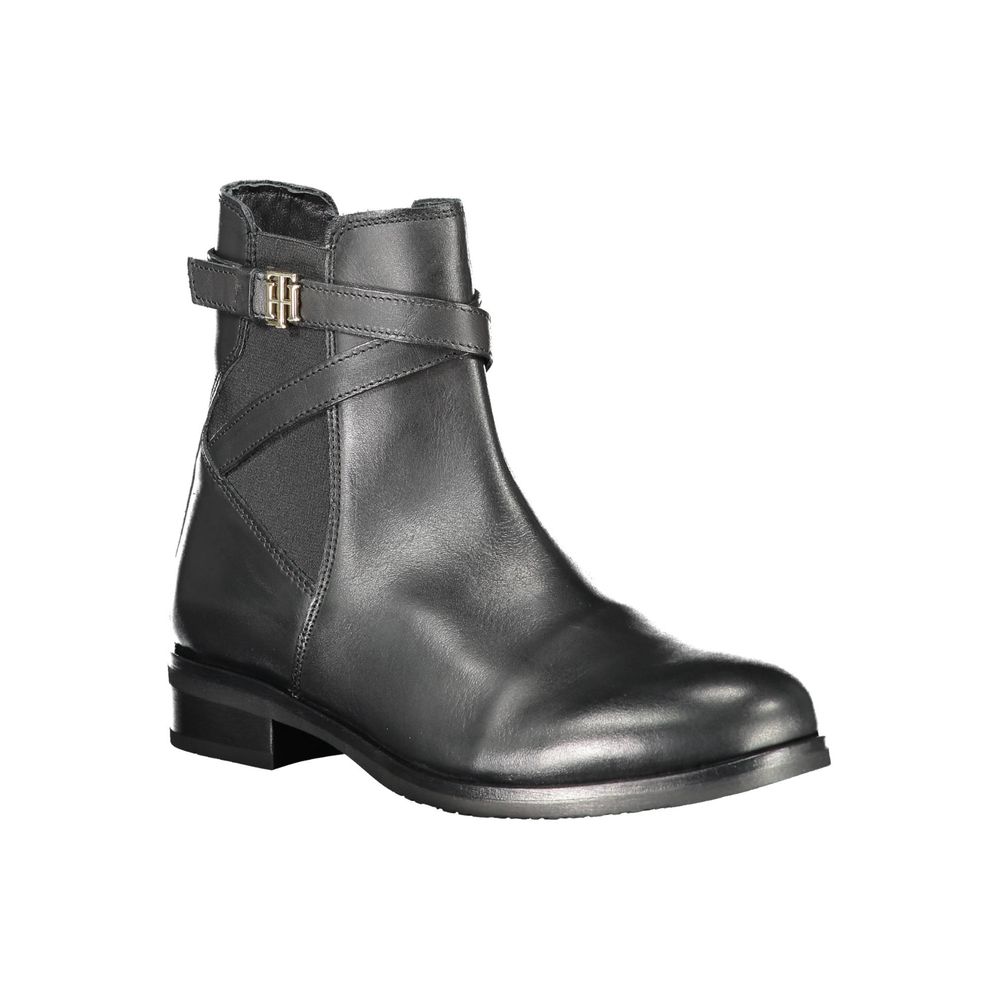 Tommy Hilfiger Black Leather Women Boot - EU36/US6