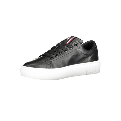 Tommy Hilfiger Black Leather Women Sneaker