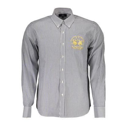 La Martina Blue Cotton Men Shirt