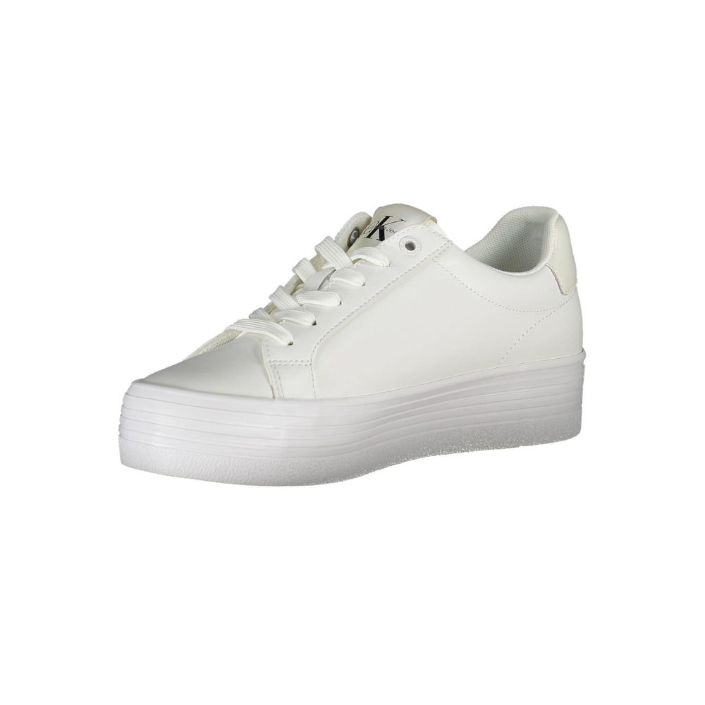 Calvin Klein Sleek White Lace-Up Sneakers with Contrast Detail - EU41/US11