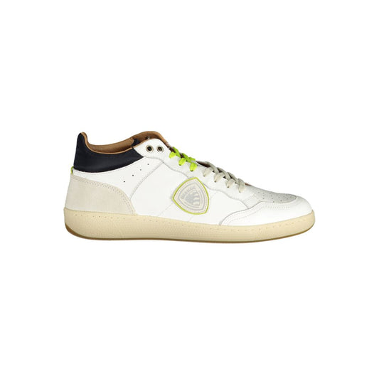 Blauer White Leather Men Sneaker