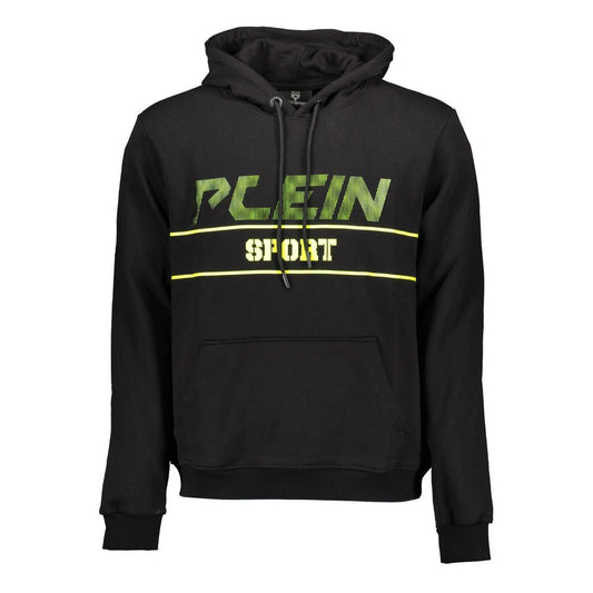 Plein Sport ’Black Cotton Men Sweater with Hood’