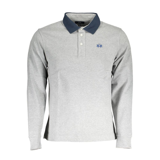 La Martina Gray Cotton Men Polo Shirt