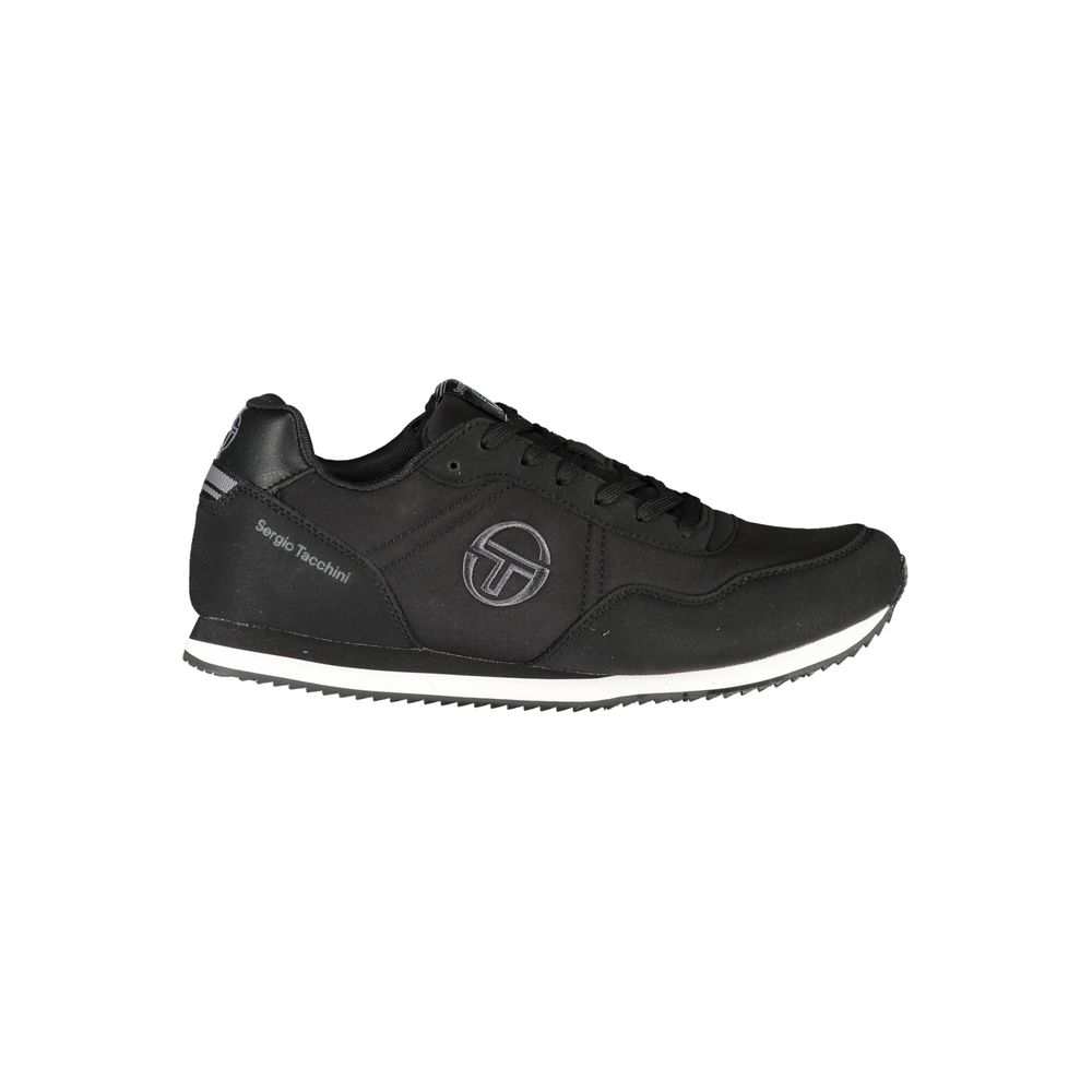 Sergio Tacchini Elegant Black Embroidered Sneakers with Laces