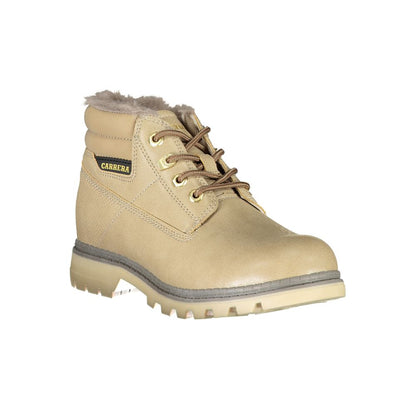 Carrera Beige Lace-Up Boots with Contrast Details