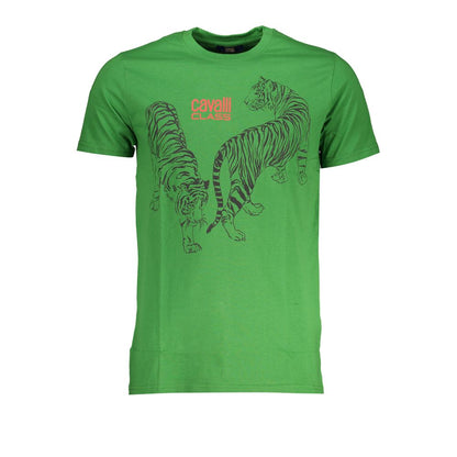 Cavalli Class Green Cotton T-Shirt - M