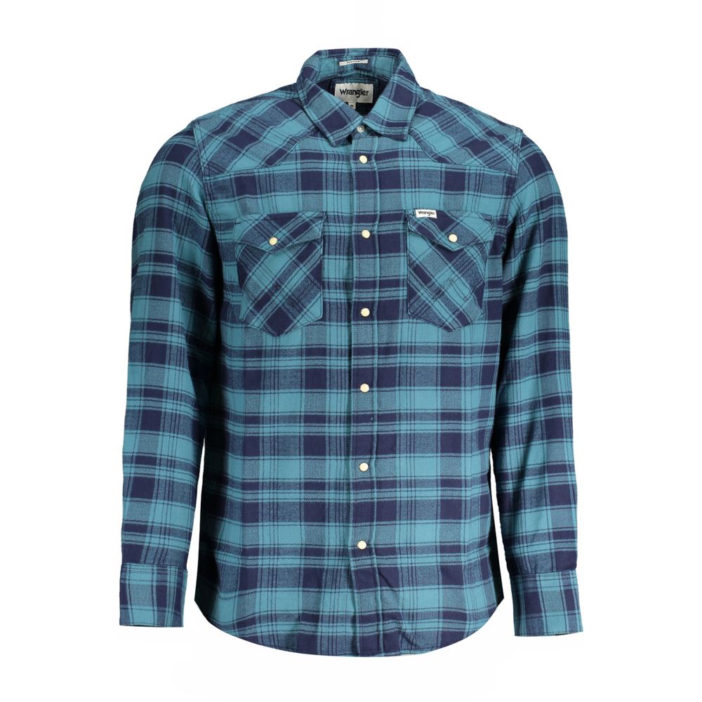 Wrangler Blue Cotton Shirt - S