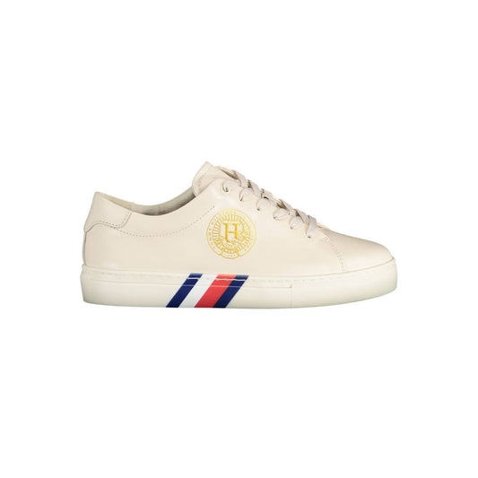 Tommy Hilfiger Beige Leather Women Sneaker