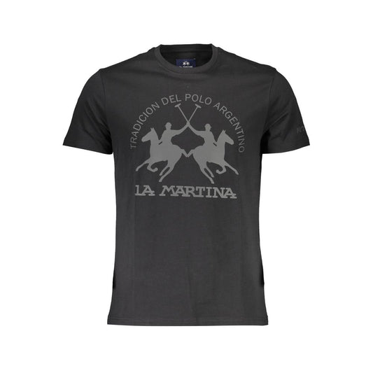 La Martina Black Cotton Men T-Shirt