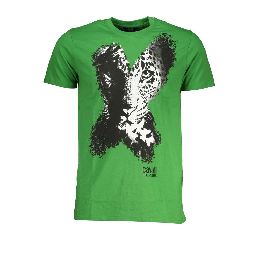 Cavalli Class Green Cotton T-Shirt