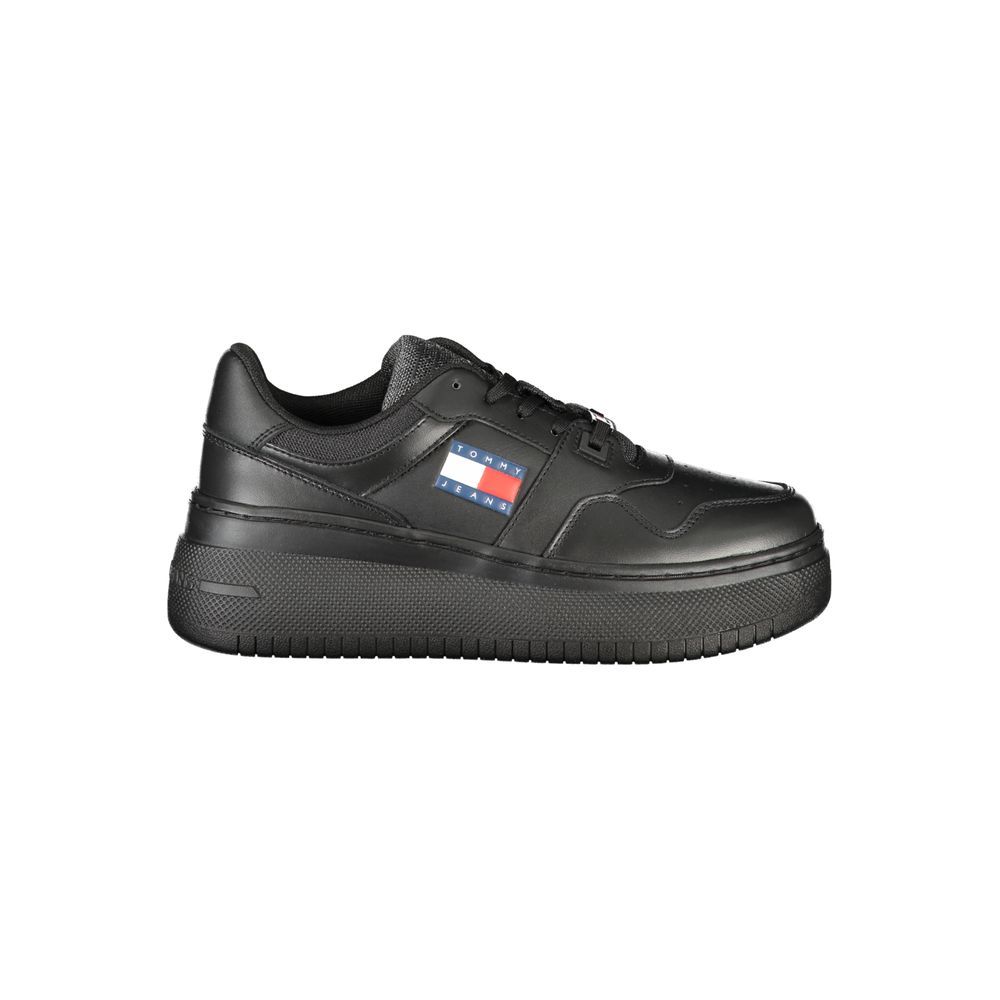 Tommy Hilfiger Black Leather Women Sneaker