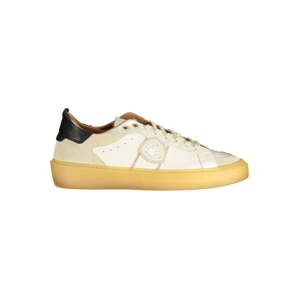 Blauer White Leather Men Sneaker