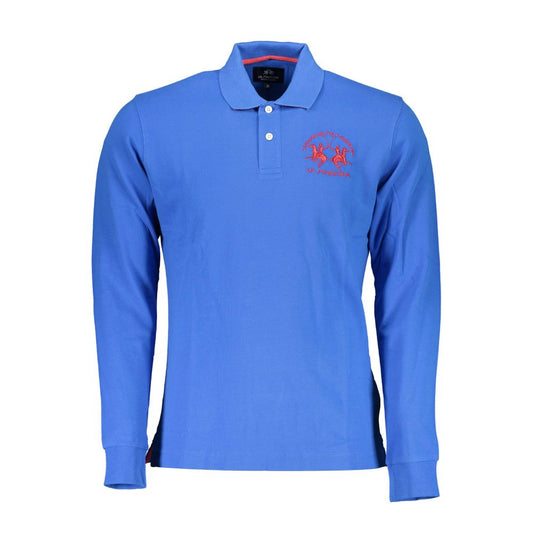 La Martina Blue Cotton Men Polo Shirt