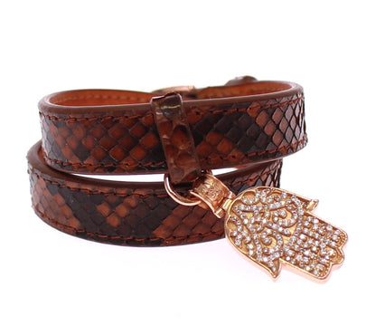 Nialaya Chic Snakeskin Leather & Gold Cuff Bracelet - S