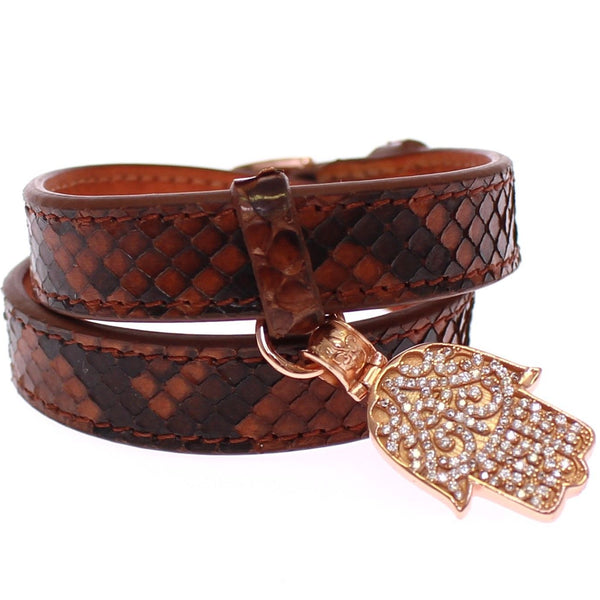 Nialaya Chic Snakeskin Leather & Gold Cuff Bracelet - S