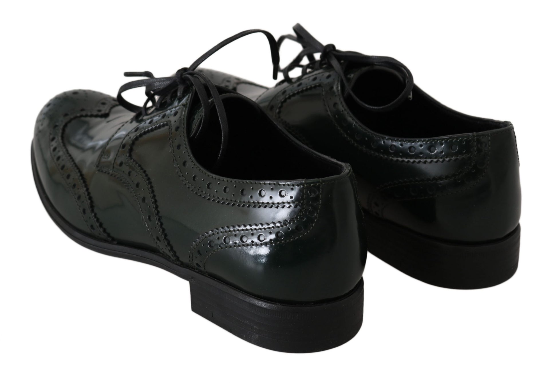 Dolce & Gabbana Elegant Green Brogues Oxford Wingtip Flats - EU35/US4.5