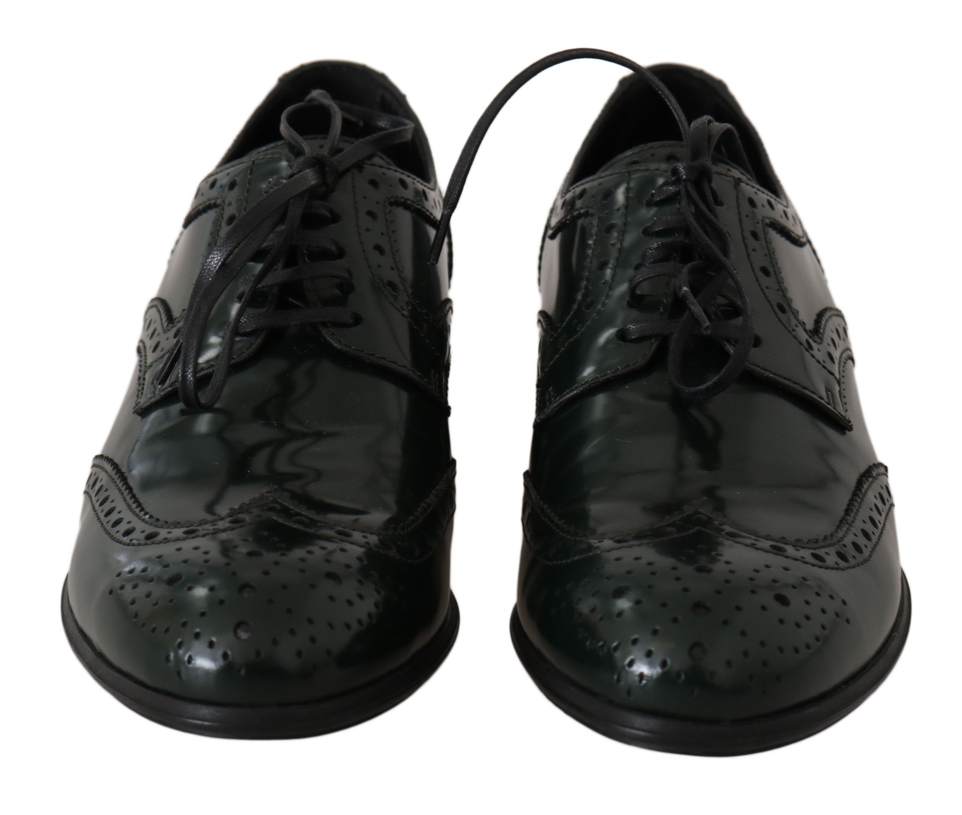 Dolce & Gabbana Elegant Green Brogues Oxford Wingtip Flats - EU35/US4.5