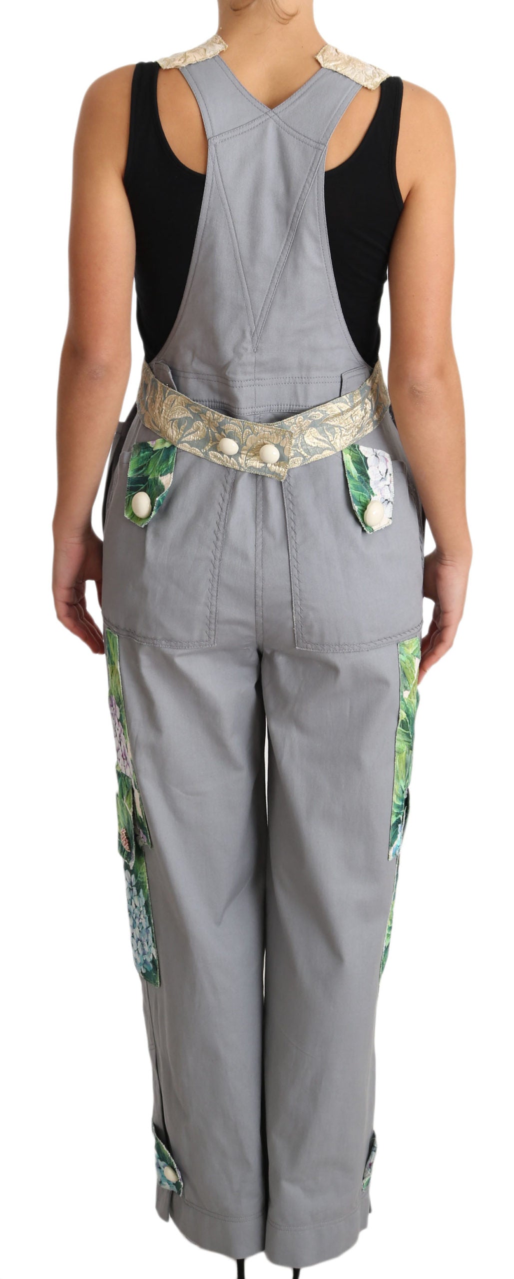 Dolce & Gabbana Exquisite Floral Embellished Denim Overalls - IT40|S