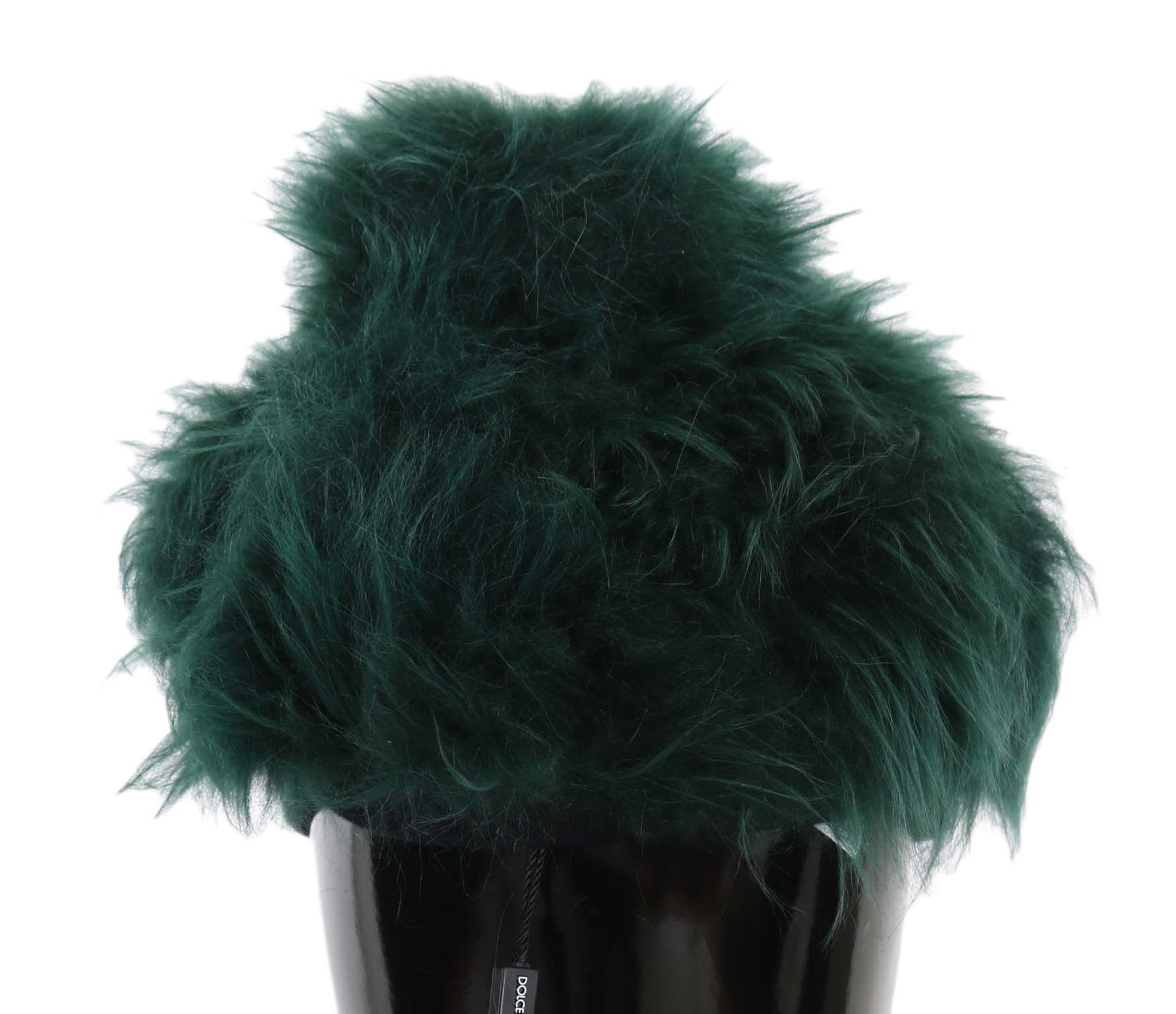 Dolce & Gabbana Elegant Emerald Cashmere Cloche Cap - 56 cm|XS