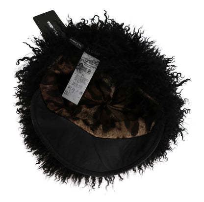 Dolce & Gabbana Chic Black Gatsby Cap in Tibet Lamb Fur - 56 cm|XS