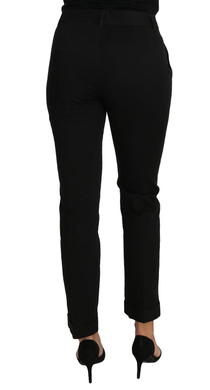 Dolce & Gabbana Elegant Black Cotton Dress Pants - IT40|S