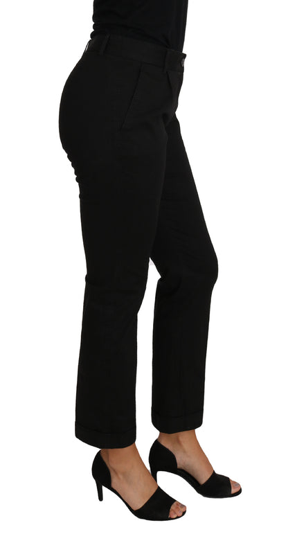 Dolce & Gabbana Elegant Black Cotton Dress Pants - IT40|S