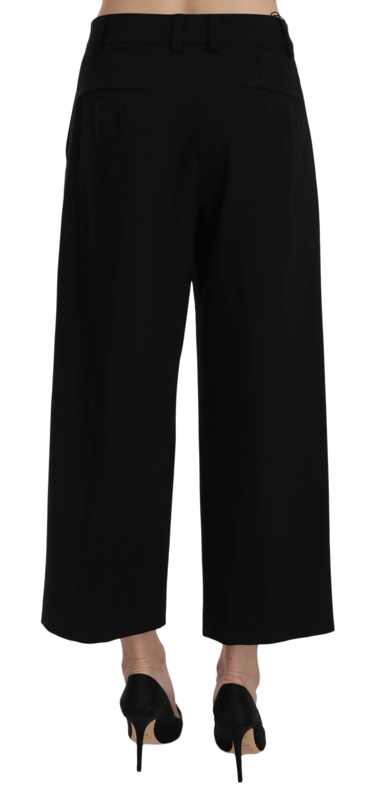 Dolce & Gabbana Elegant Black Cotton Trousers - IT40|S