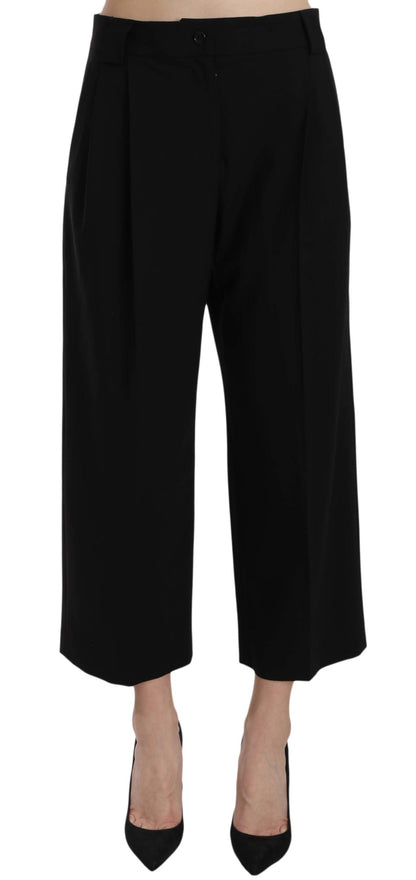 Dolce & Gabbana Elegant Black Cotton Trousers - IT40|S