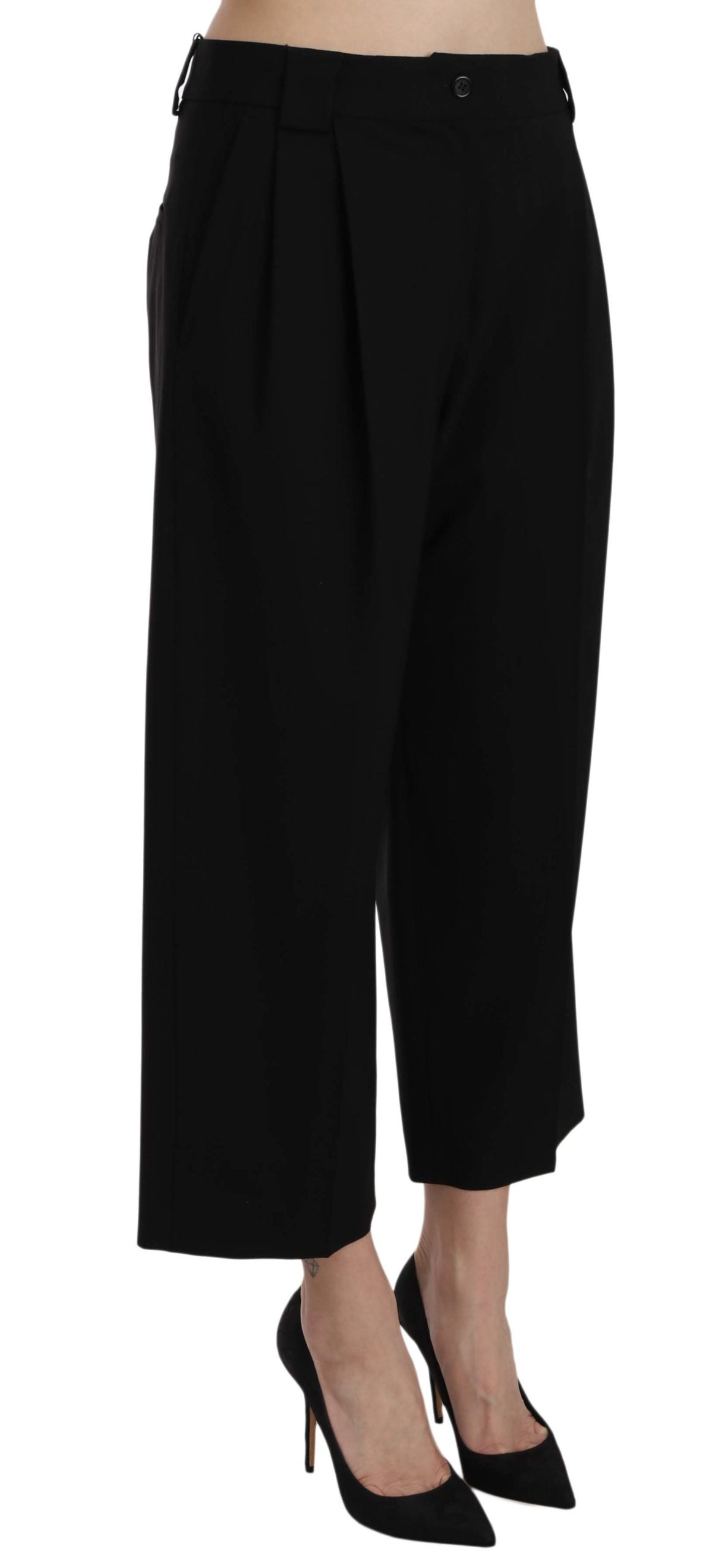 Dolce & Gabbana Elegant Black Cotton Trousers - IT40|S