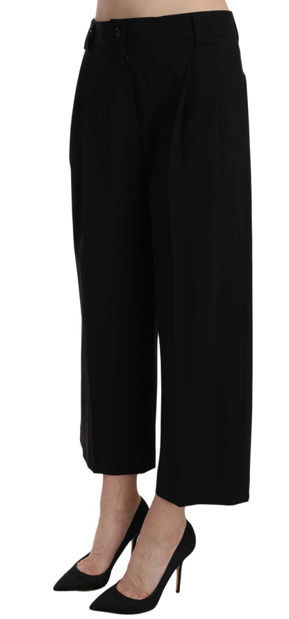 Dolce & Gabbana Elegant Black Cotton Trousers - IT40|S