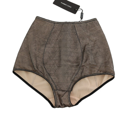 Dolce & Gabbana Beige Black Net Cotton Blend Chic Underwear - IT | XS