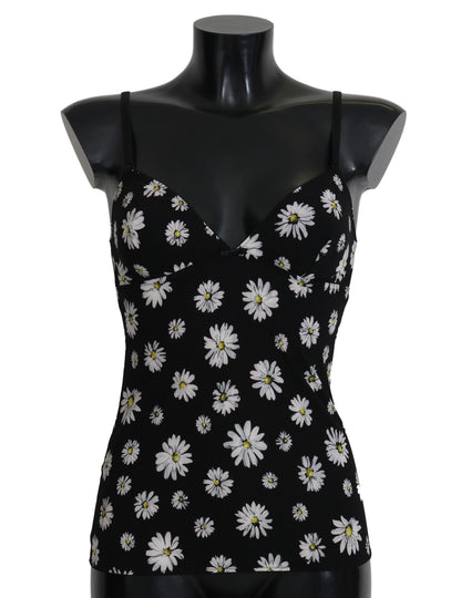 Dolce & Gabbana Elegant Black Daisy Floral Lace Chemise Dress - IT2 | S