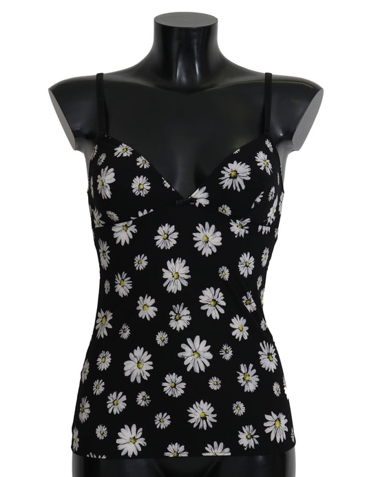 Dolce & Gabbana Elegant Black Daisy Floral Lace Chemise Dress - IT2 | S