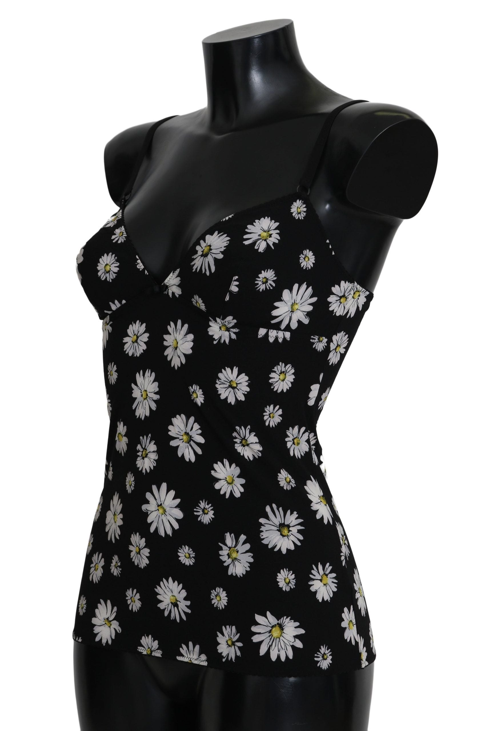 Dolce & Gabbana Elegant Black Daisy Floral Lace Chemise Dress - IT2 | S