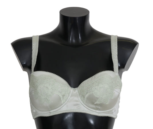 Dolce & Gabbana Elegant Floral Lace Silk Bra - IT2 | S