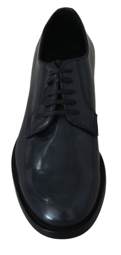 Dolce & Gabbana Elegant Blue Leather Derby Dress Shoes - EU39/US6