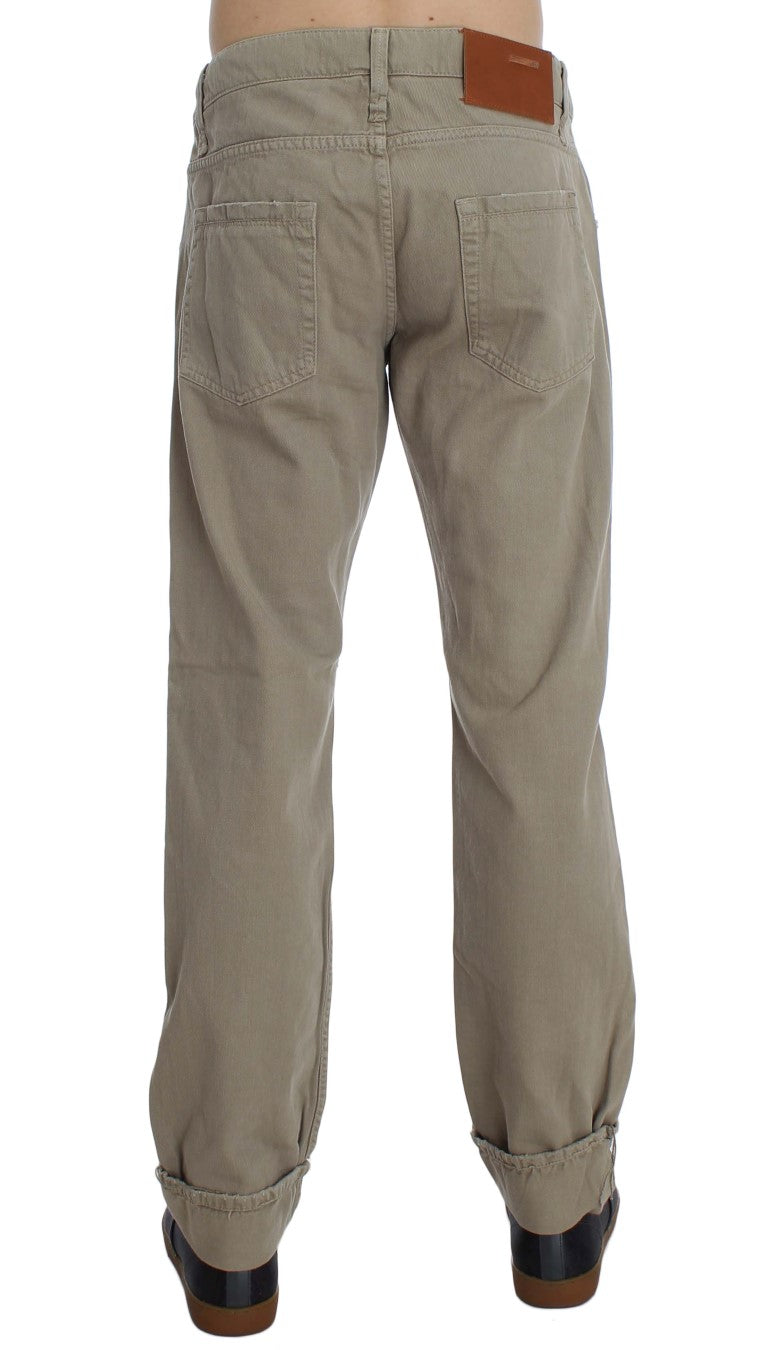 Acht Beige Straight Fit Cotton Jeans for Men - W34