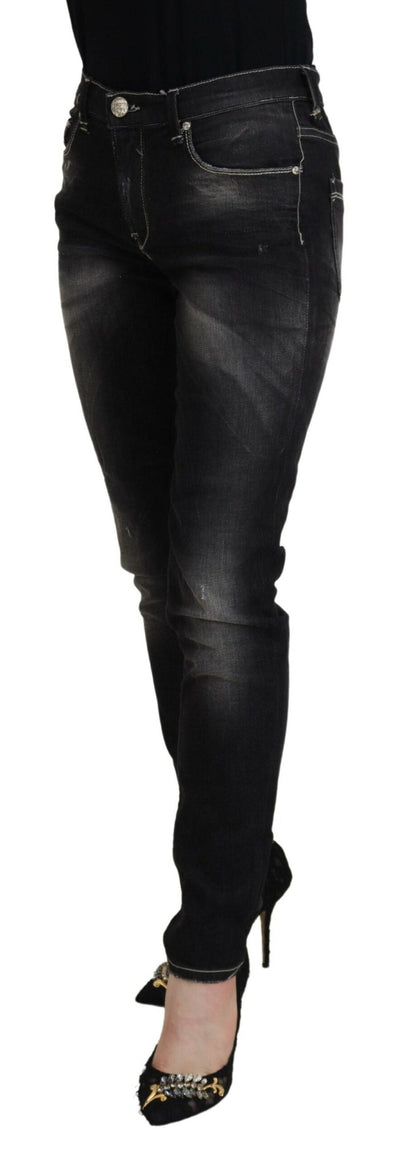 Acht Elegant Tapered Mid Waist Black Jeans - W26