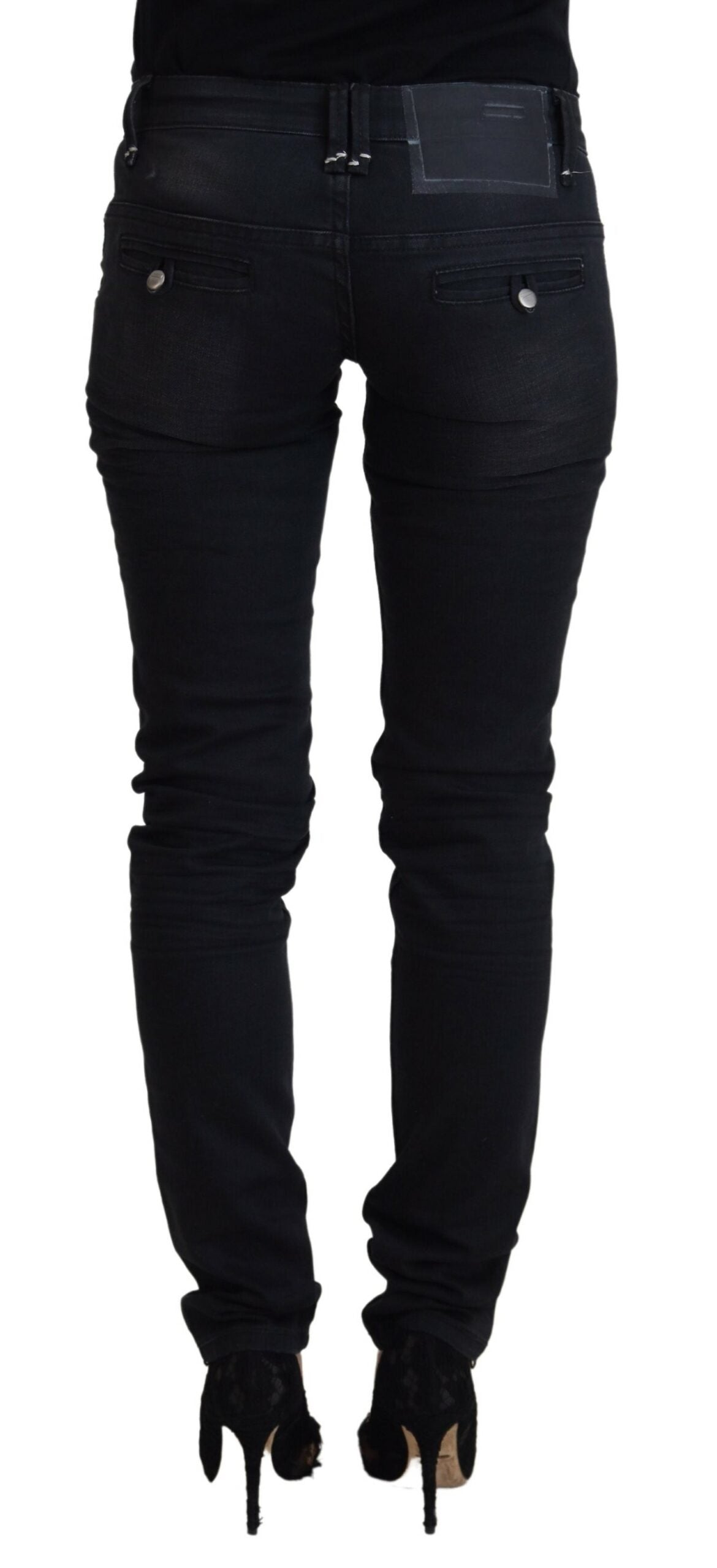 Acht Sleek Black Washed Low Waist Skinny Jeans - IT40|S