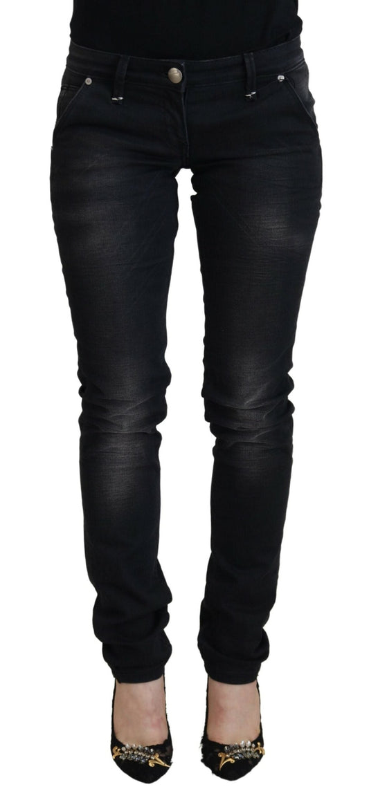 Acht Sleek Black Washed Low Waist Skinny Jeans - IT40|S