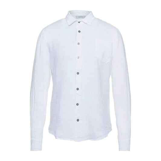 Alpha Studio Elegant White Linen Shirt for