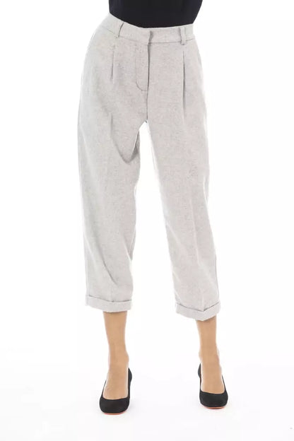 Alpha Studio Gray Wool Women Pants