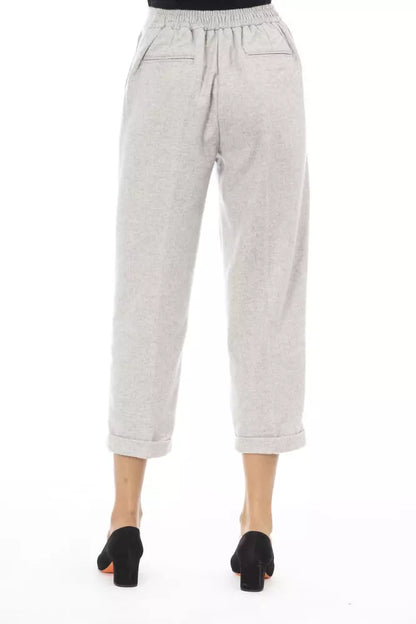 Alpha Studio Gray Wool Women Pants