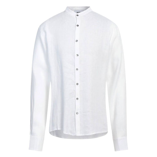 Alpha Studio White Linen Shirt - IT48 | M