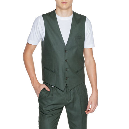 Antony Morato Green Linen Vest - IT48 | M