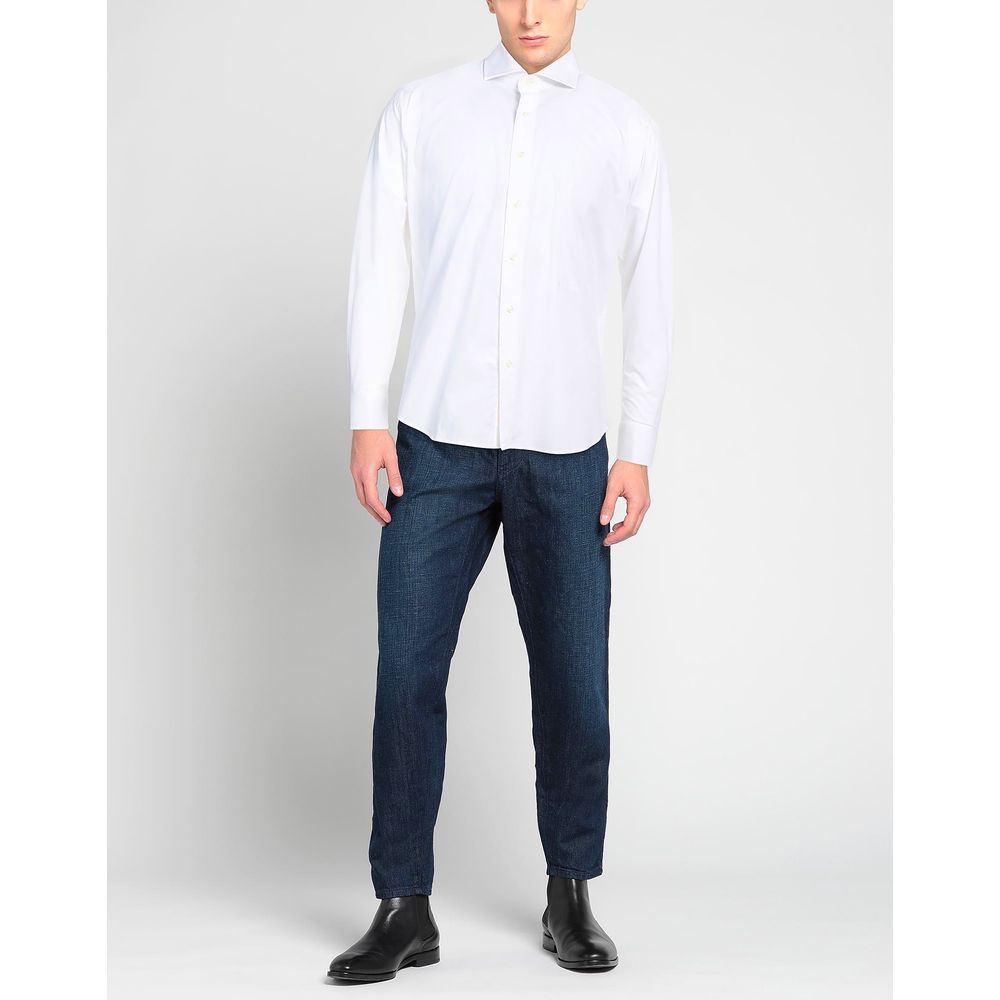 Aquascutum Sophisticated White Cotton Shirt with Embroidered Logo - IT42 | XL